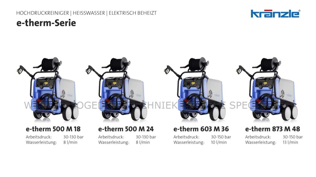 Kränzle Therm 603 E-M 36 – 10l/m 150BAR – elektrisch verwarmd – 10M slang