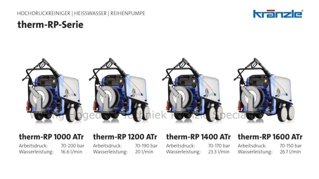 Kränzle Therm 1400RP 23,3l/m 170BAR & automatische slanghaspel