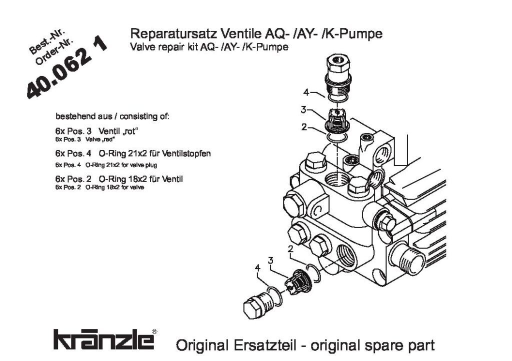 Kränzle 400621 Reparatieset kleppen AQ/AY/K-pomp