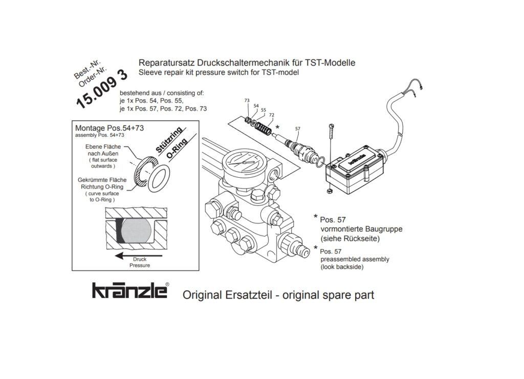 Kränzle 150093 reparatie set voor drukschakelmechanisme