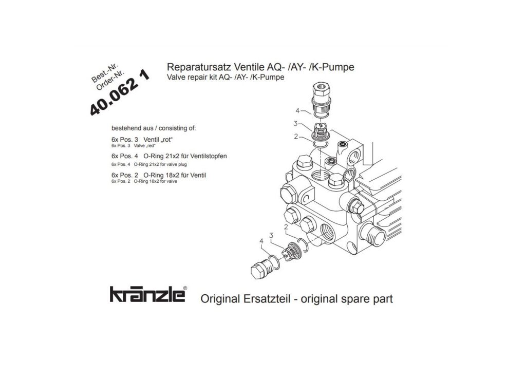Kränzle 400621 Reparatieset kleppen AQ/AY/K-pomp
