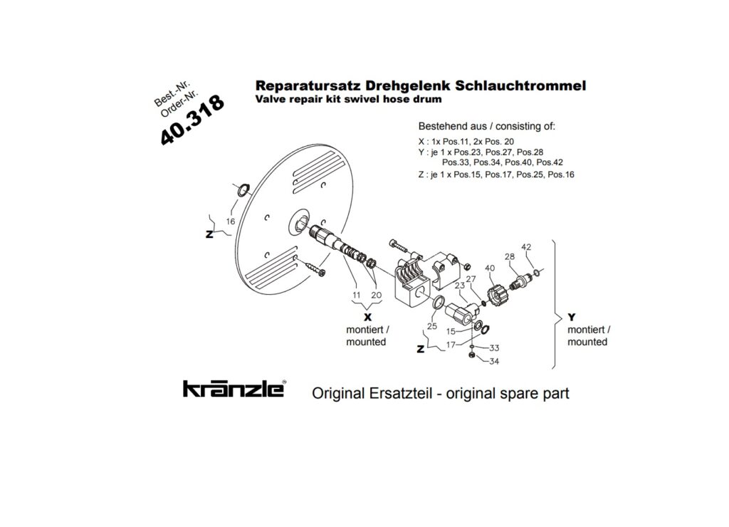 Kränzle 40318 Repairkit draaikoppeling slanghaspel