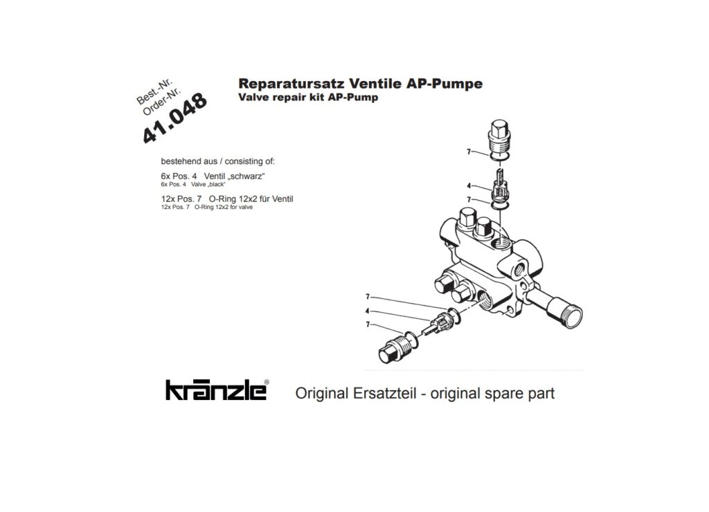 Kränzle 41048 Reparatie set kleppen AP pompen